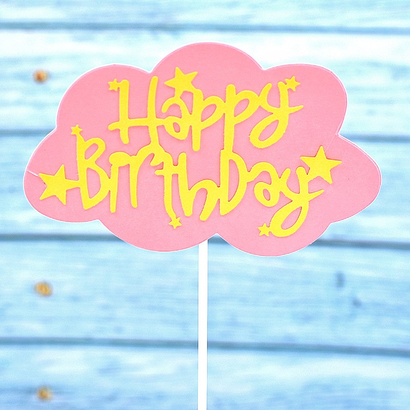 đồ trang trí bánh [FREESHIP] que happy birthday mây