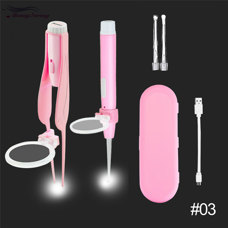 Bộ dụng cụ lấy ráy tai có đèn LED sạc cổng cắm USB tiện dụng