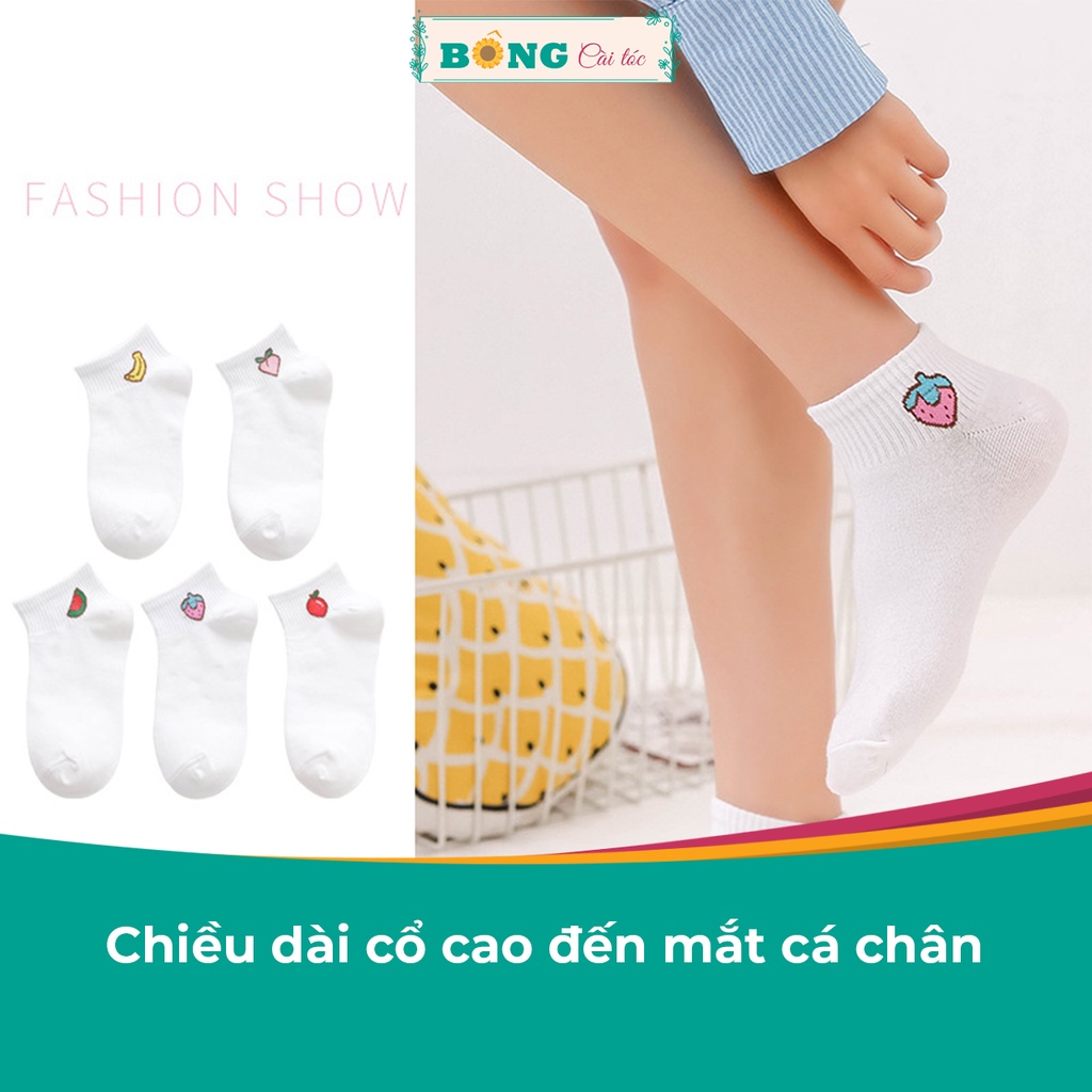 Tất nam nữ cổ ngắn họa tiết trái cây thời trang phong cách Hàn Quốc TC10 - Vớ BÔNG Cài Tóc