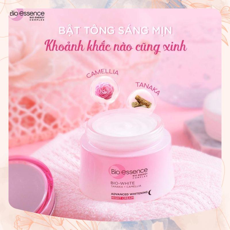 Kem dưỡng trắng da chuyên sâu ban đêm Bio-Essence Bio-White chiết xuất Tanaka & Camellia 50g