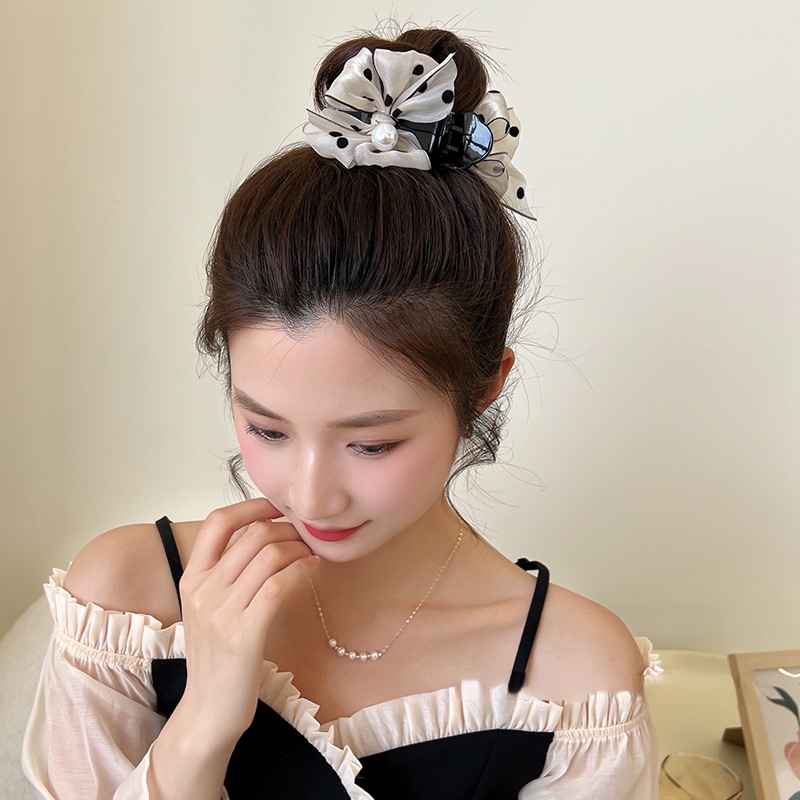 Kẹp Tóc Đính Nơ Lưng Đính Ngọc Trai Cá Tính Phong Cách Hàn Quốc Dành Cho Nữ