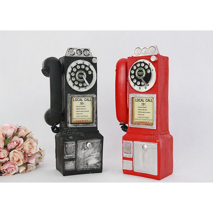 Mô hình điện thoại cổ Local quay số phong cách cổ điển vintage retro