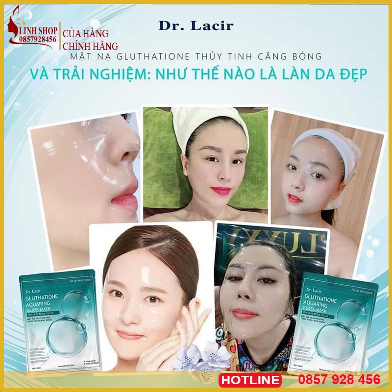 Mặt Nạ Thủy Tinh - mặt nạ thủy tinh Căng Bóng GLUTATHIONE Dr.Lacir( hộp 6 miếng)