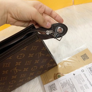 Ldo clutch cầm tay lv, túi ví da cầm tay unisex cho cả nam và nữ, cỡ vừa 20cmx15x5cm 12 ao28