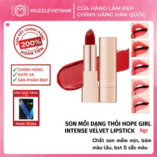 Son Môi HOPE GIRL INTENSE VELVET LIPSTICK Mềm Mịn, Không Gây Thâm Môi [Chính Hãng Hàn Quốc]