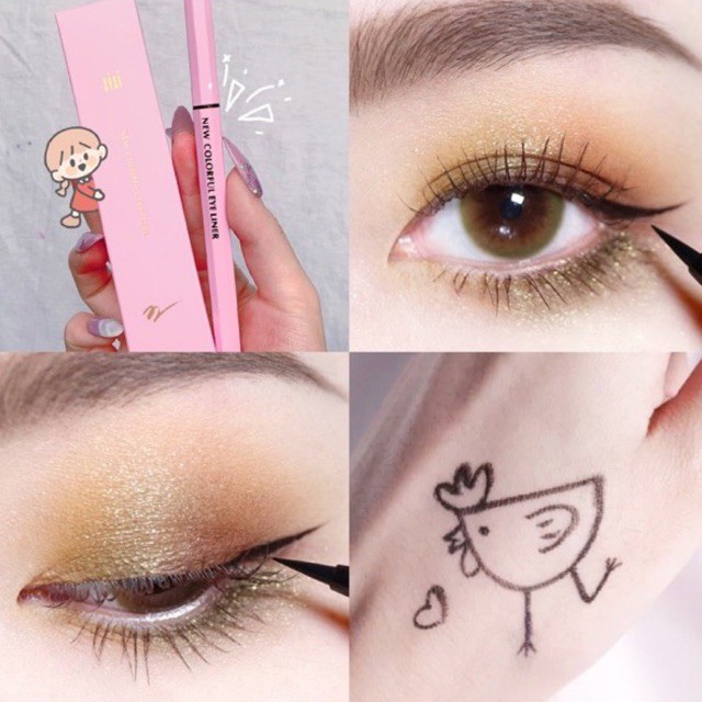 Kẻ Mắt Nước Màu Đen Cao Cấp Bền Màu, Lâu Trôi Waterproof Liquid Eyeliner - Kẻ Mắt Dạ Mảnh