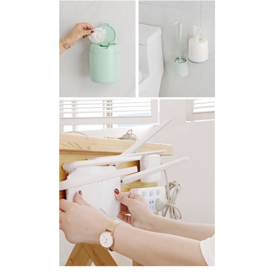 1 Cặp Móc Treo Đồ Dán Tường Hai Mặt Trong Suốt Đa Năng