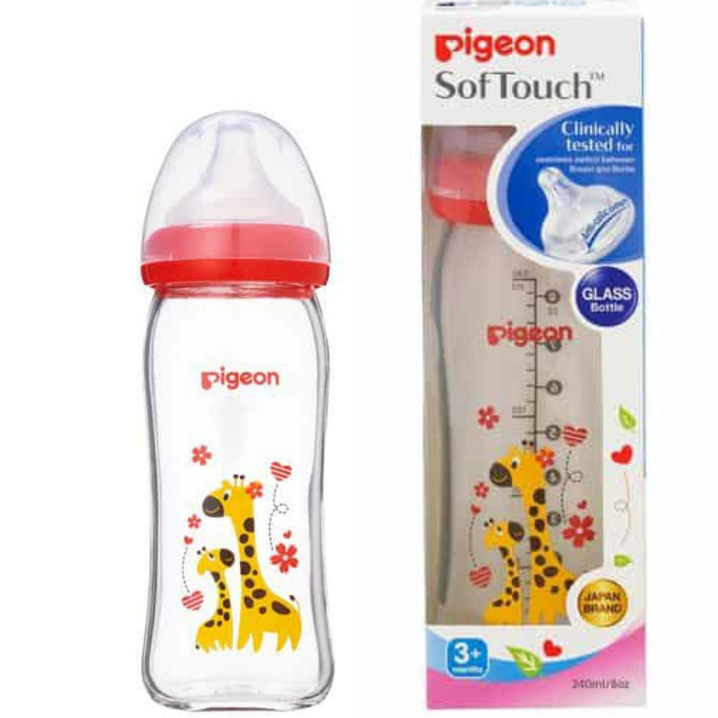 Bình sữa thủy tinh cổ rộng Pigeon Plus 160ml/240ml