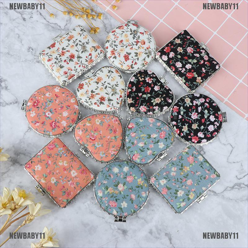 [NEWBABY11] Mỹ Phẩm Dạng Gập Mini Hai Mặt Họa Tiết Hoa Phong Cách Vintage