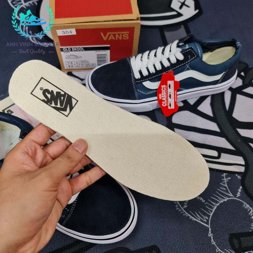 Giày vans old skool navy nam nữ màu xanh tím than thể thao cổ thấp