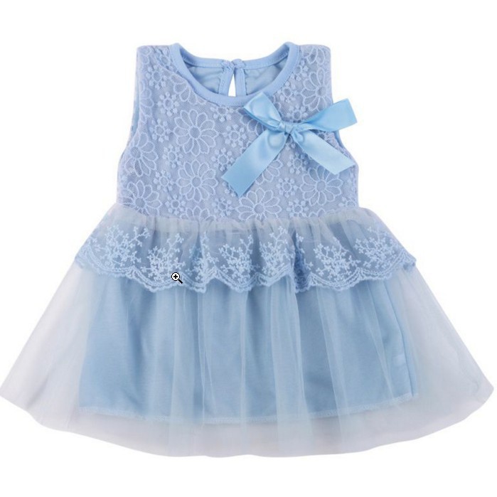 Đầm công chúa đính nơ không tay cho bé gái