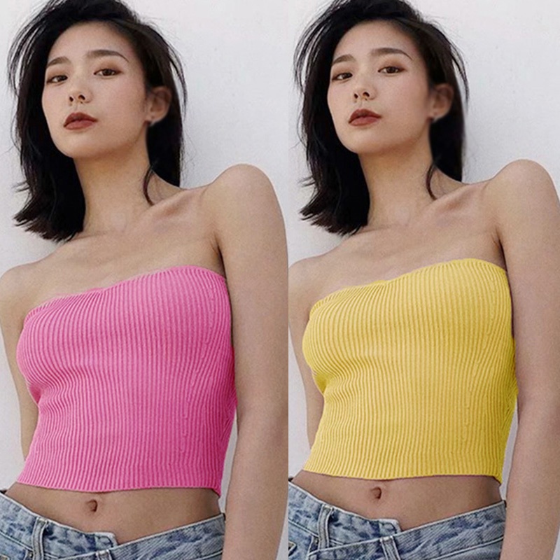 Áo Ống Dệt Kim Đơn Giản Quyến Rũ Cho Nữ
