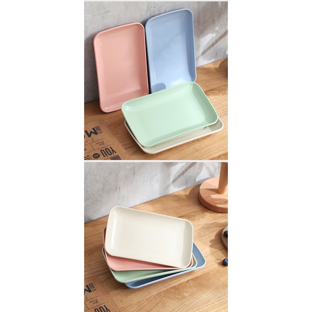 Đĩa Đựng Thức Ăn Hình Chữ Nhật Bằng Lúa Mạch Phong Cách Nhật Bản