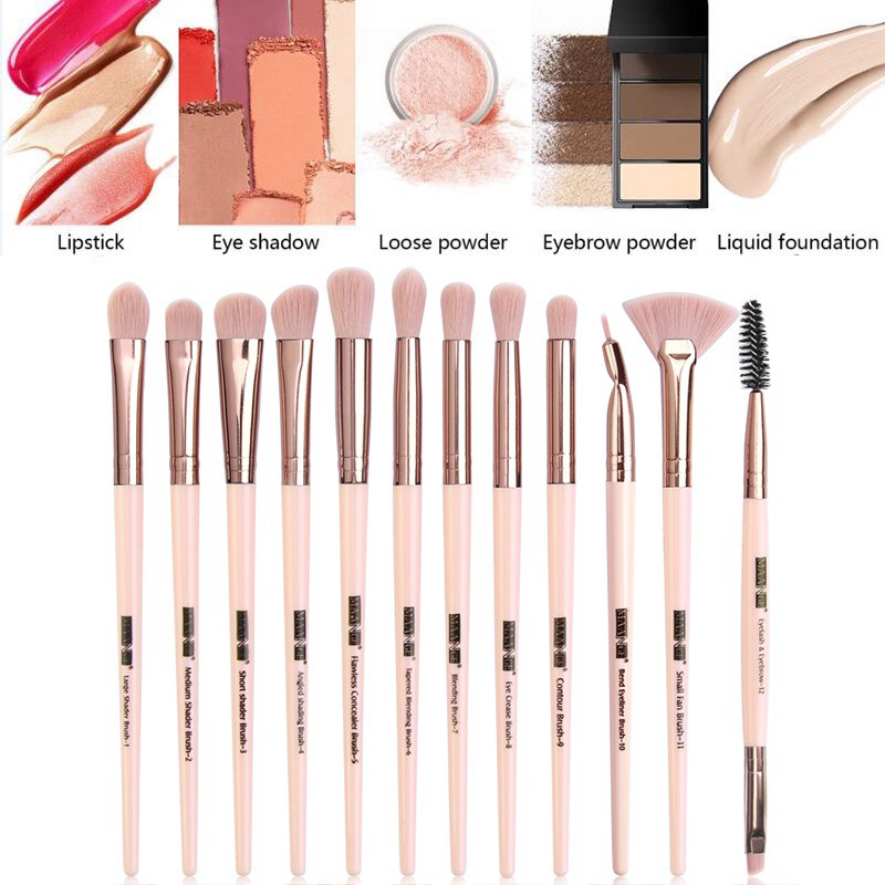 [Hàng mới về] Set 12 cọ trang điểm phấn phủ phấn mắt đa năng đầu lông mềm chất lượng cao