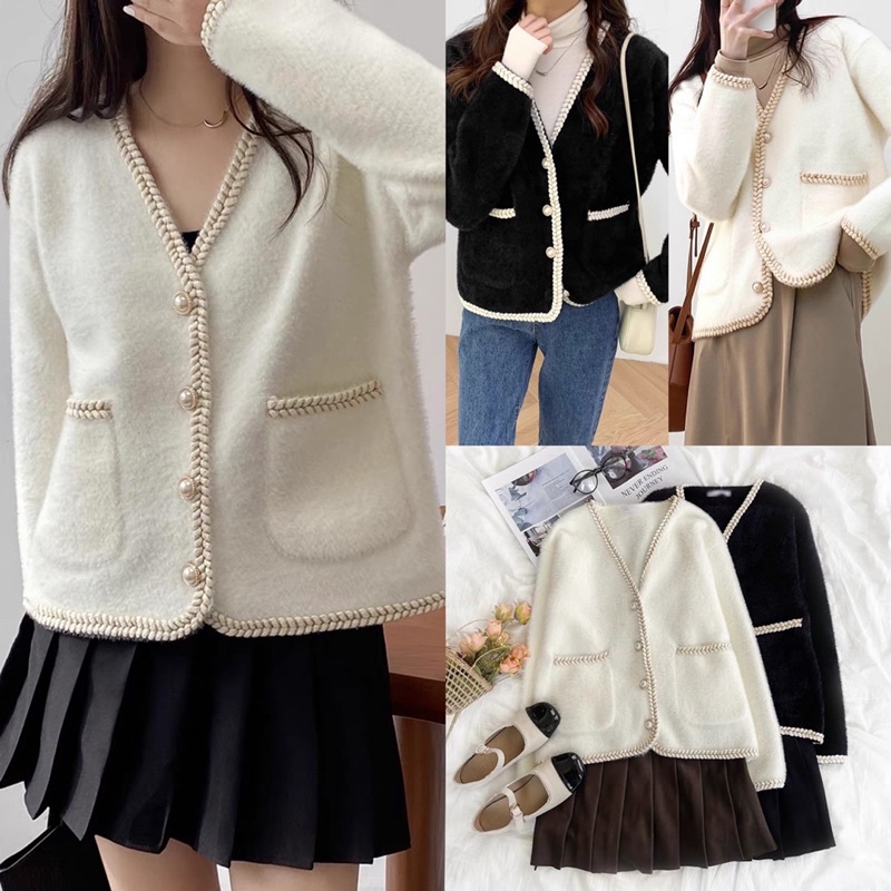 Áo Khoác Dạ Tweed Viền Voan Phong Cách Ulzzang, Áo khoác dạ quảng châu - Mono Boutique