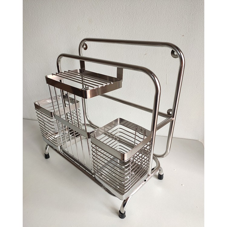 Kệ dao đũa thớt inox ống có treo tường
