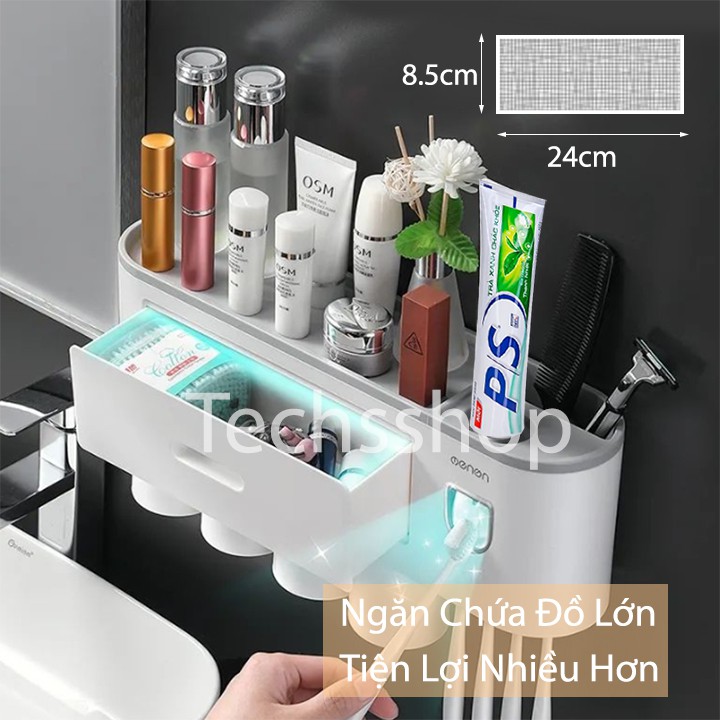 Kệ Nhà Tắm Nhả Kem Đựng Bàn Chải Đánh Răng Oenon Dán Tường Kèm Theo 4 Cốc