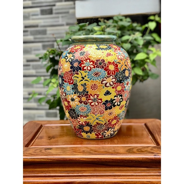 Bình Bách Hoa 30cm full cổ,Trang trí cấm hoa trưng bày