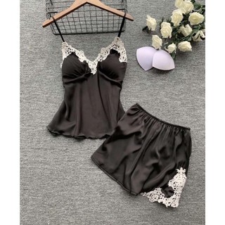 bộ ngủ lụa phối ren