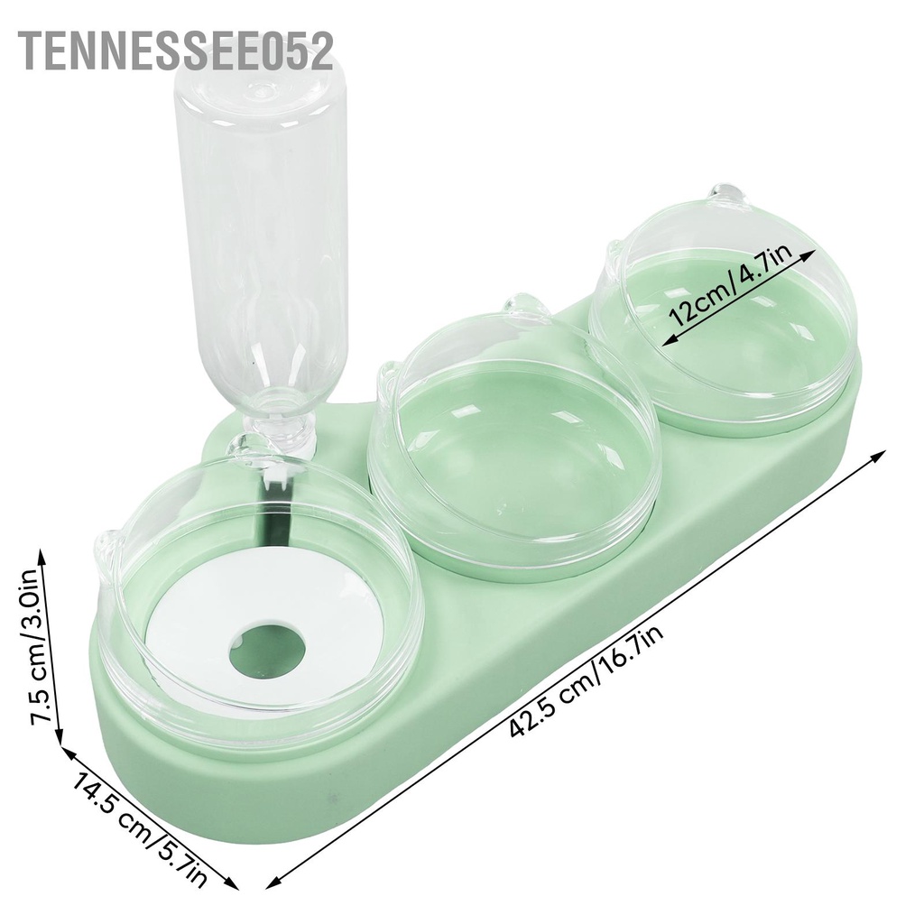 [Hàng Sẵn] Bát ăn cho mèo, cho chó ba ngăn có khay nước kèm bình cấp tự động đa năng cấp PP 3 trong 1【Tennessee052】