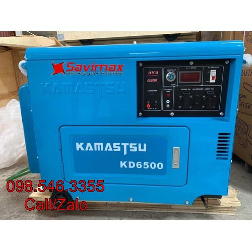 Máy phát điện KAMASTSU KD6500 sử dụng động cơ dầu mạnh mẽ, công suất đạt 5 KVA