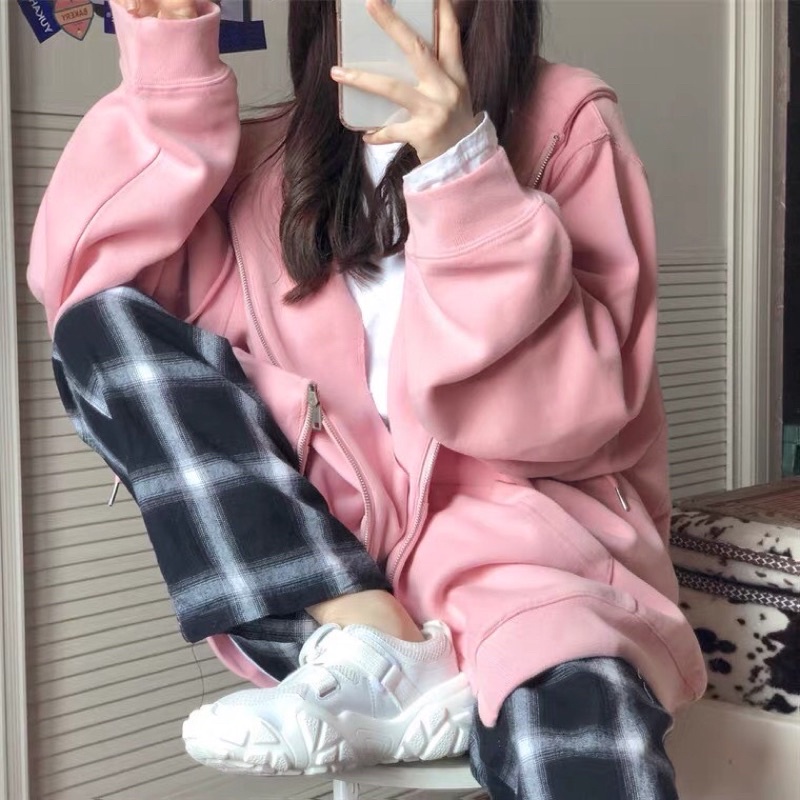 Áo khoác hoodie dây kéo CEC Ulzzang☘Hodie nam nữ form rộng dài vải nỉ cotton giá rẻ không xù lông BST áo thu đông