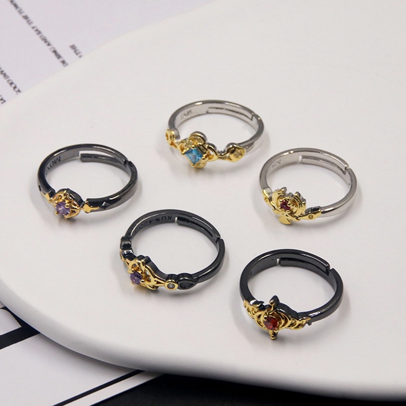 Diamd Nhẫn Hóa Trang Nhân Vật Anime Genshin Va Chạm Mắt Gió Lửa Rock Nhật Bản Cổ Điển Quà Tặng Trang Sức Cho Nam Và Nữ