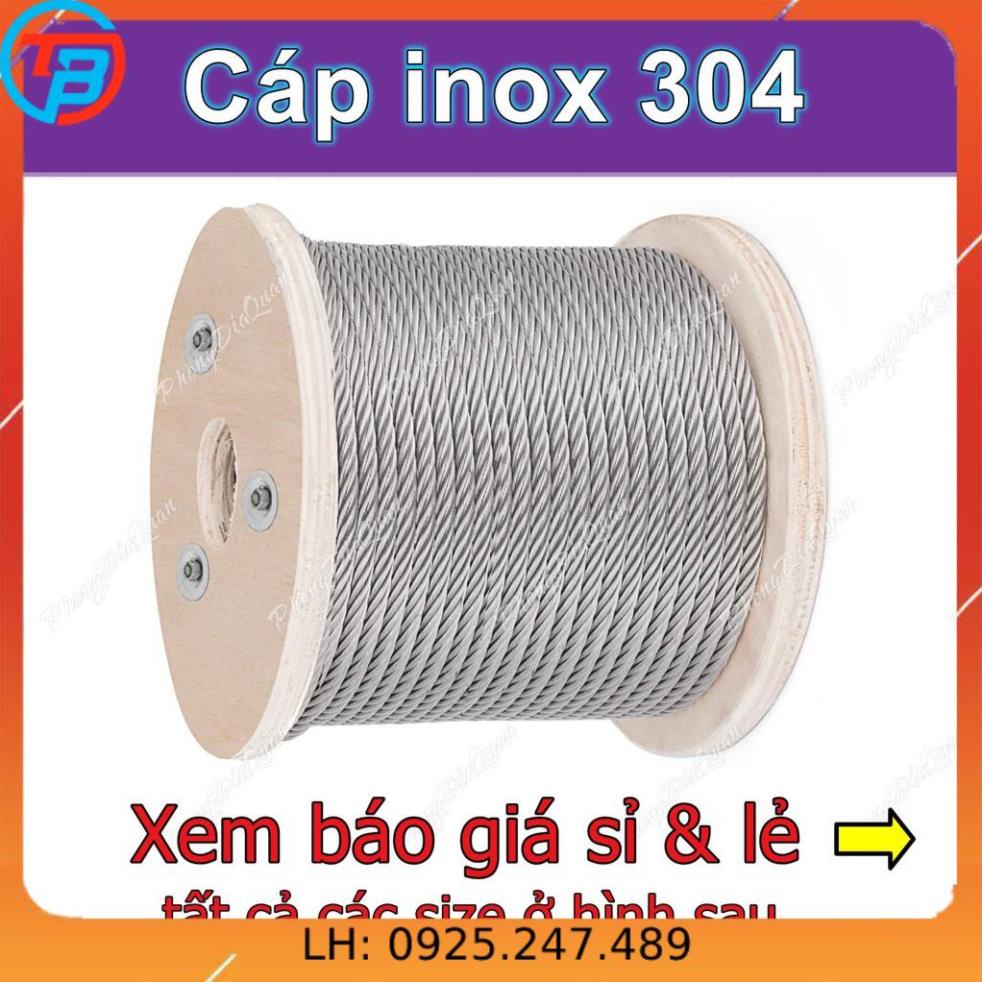 Cáp inox 304 (1ly, 1 ly rưỡi, 2 ly, 3 ly, 4 ly) - Cuộn 100 mét THAIBINHVINA