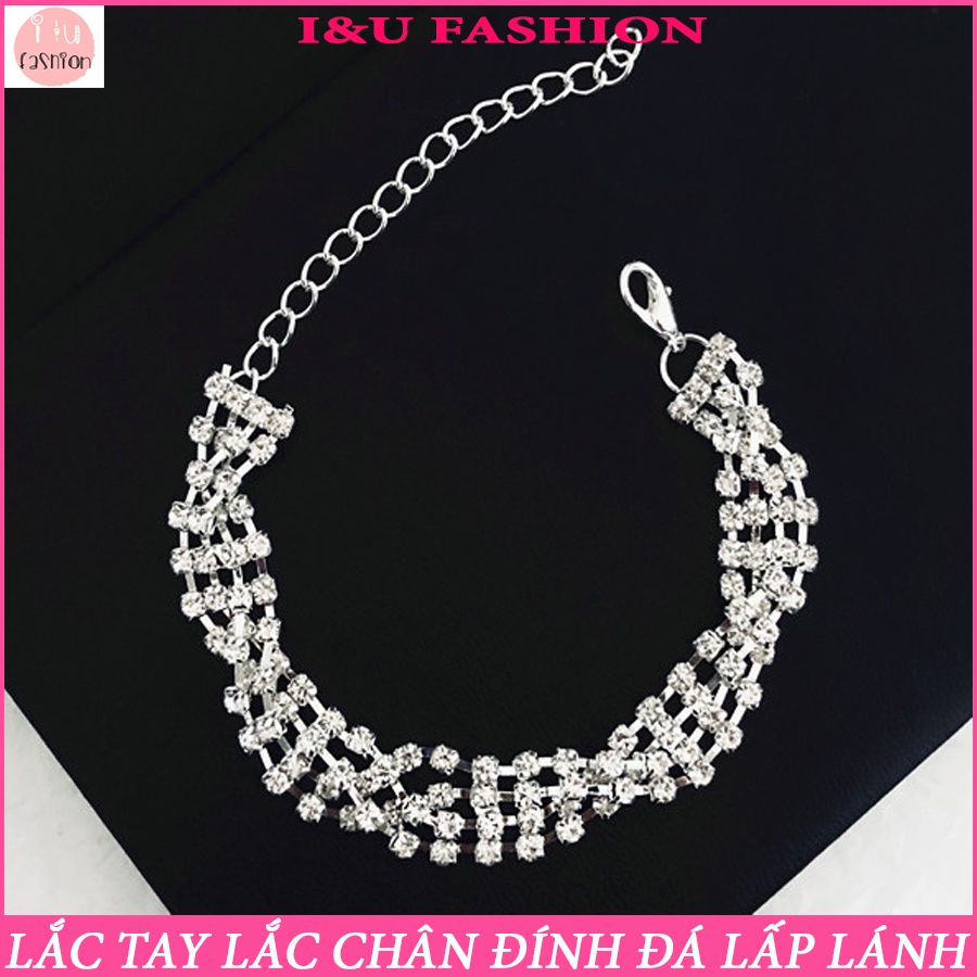 Vòng tay vòng chân trang sức nữ to bản ghép bởi các dây kim loại đính đá lấp lánh hình chữ X độc đáo thời trang VT-37