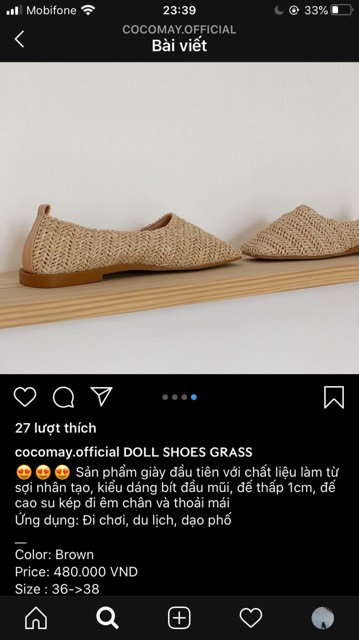 Doll shoes grass [Cocomay]- Giày búp bê cói stylish New 90%