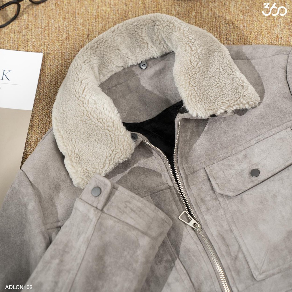 [Mã FAMALLT5 giảm 15% đơn 150K] Áo da lộn cao cấp thương hiệu 360 Boutique cổ lông tháo lắp dễ dàng - ADLCN102 | BigBuy360 - bigbuy360.vn