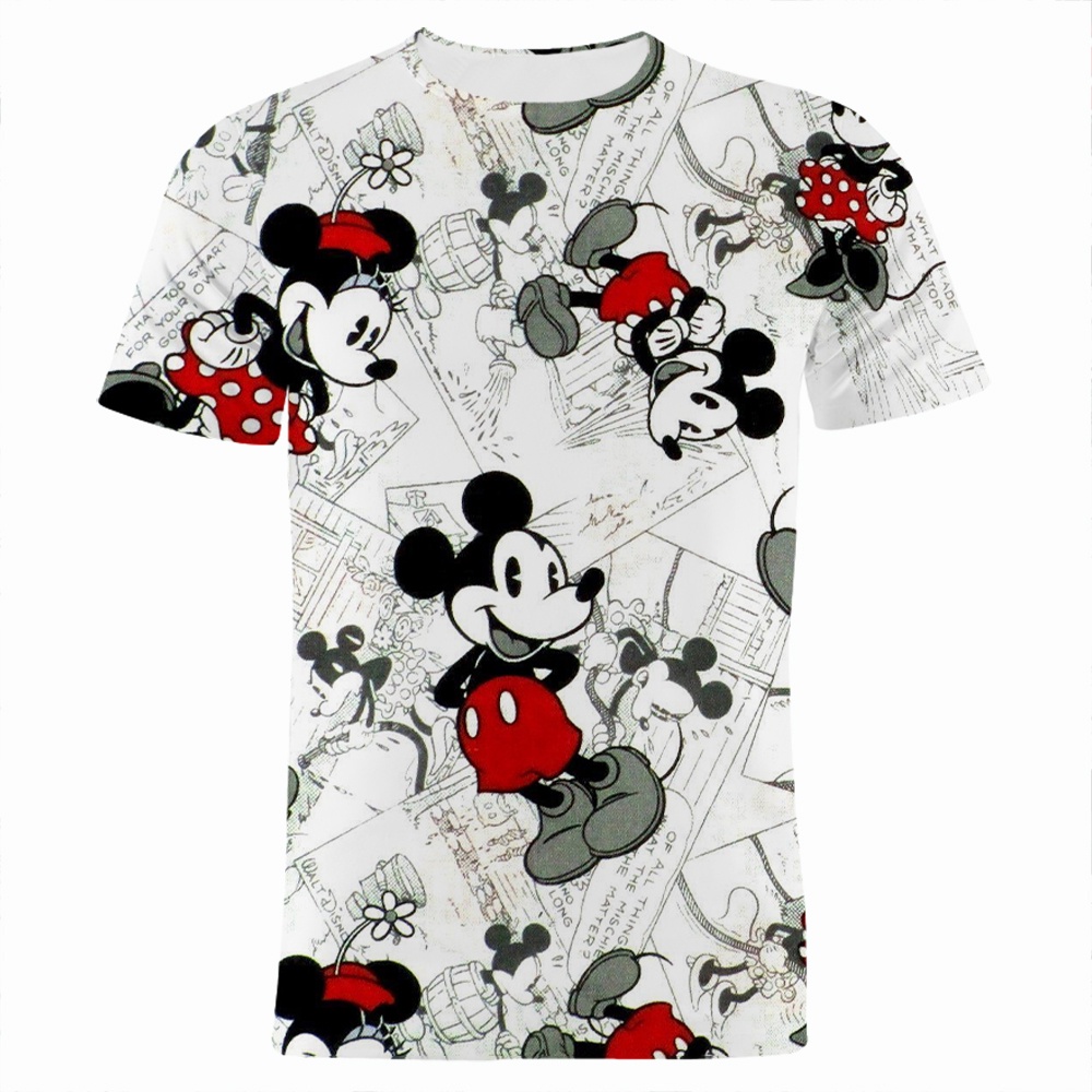 Áo Thun Tay Ngắn In Hình Chuột Mickey 3D Phong Cách Đường Phố Mới Mùa Hè Cho Nam Và Nữ