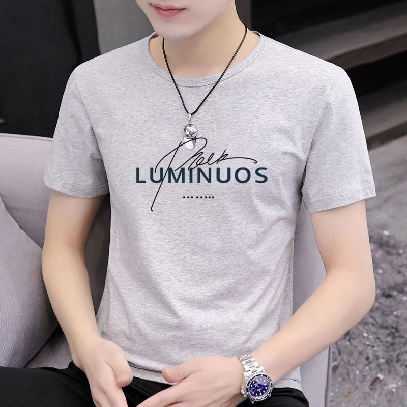 Large size men's short sleeve T-shirt male teenagers students trend T-shirt half sleeve base coat men's clothes