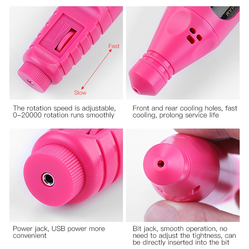 Máy Dũa Móng Tay Bằng Điện Usb Mini Có Thể Điều Chỉnh Tốc Độ