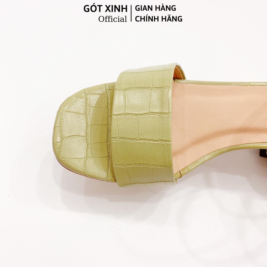 Sandal Cao Gót Gót Xinh GX336 Quai Ngang Mỏng Đế Cao 5cm Da Mềm Gót Vuông