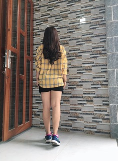 Áo Sơ mi oversize caro vàng