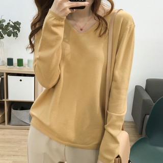 MS008 Áo len cổ tim dáng suông siêu mềm (hàng Quảng Châu)