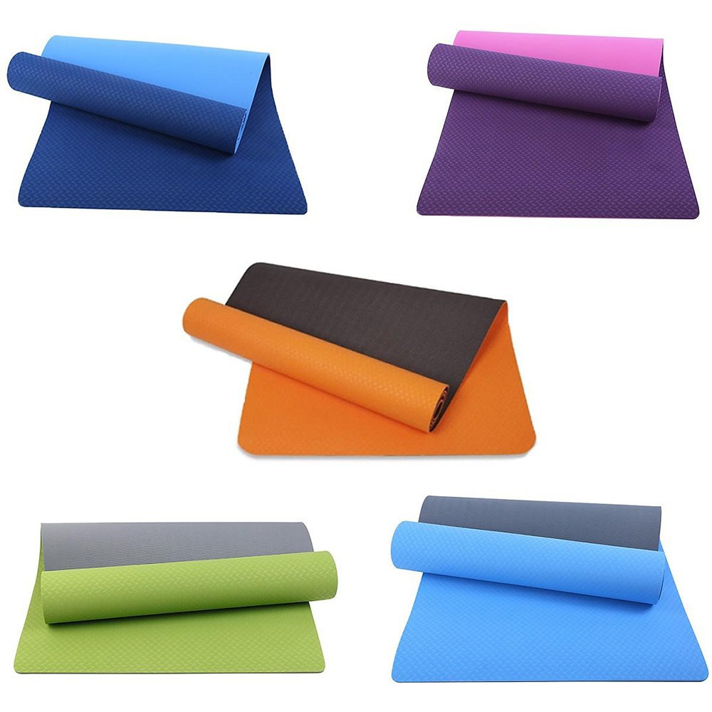 A24 Thảm tập yoga, tập gym, tập thể dục TPE hai lớp cao cấp 6mm (Tặng túi) - Khăn trải thảm tập yoga hạt silicon siêu th