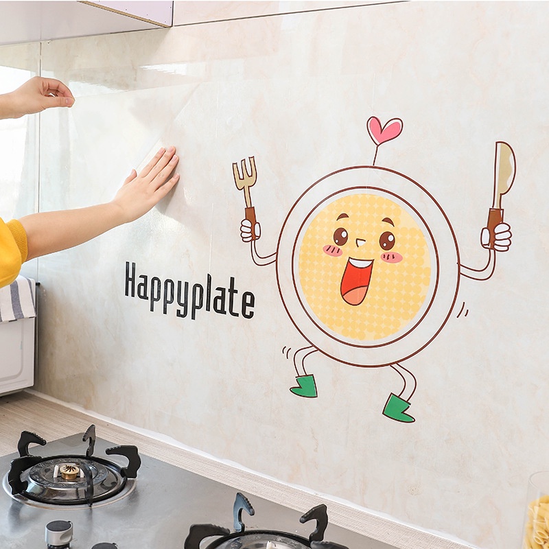 Miếng Dán Tường Họa Tiết Hoạt Hình Chống Thấm Nước/ Dầu Mỡ Chịu Nhiệt Độ Cao Tiện Dụng Cho Nhà Bếp