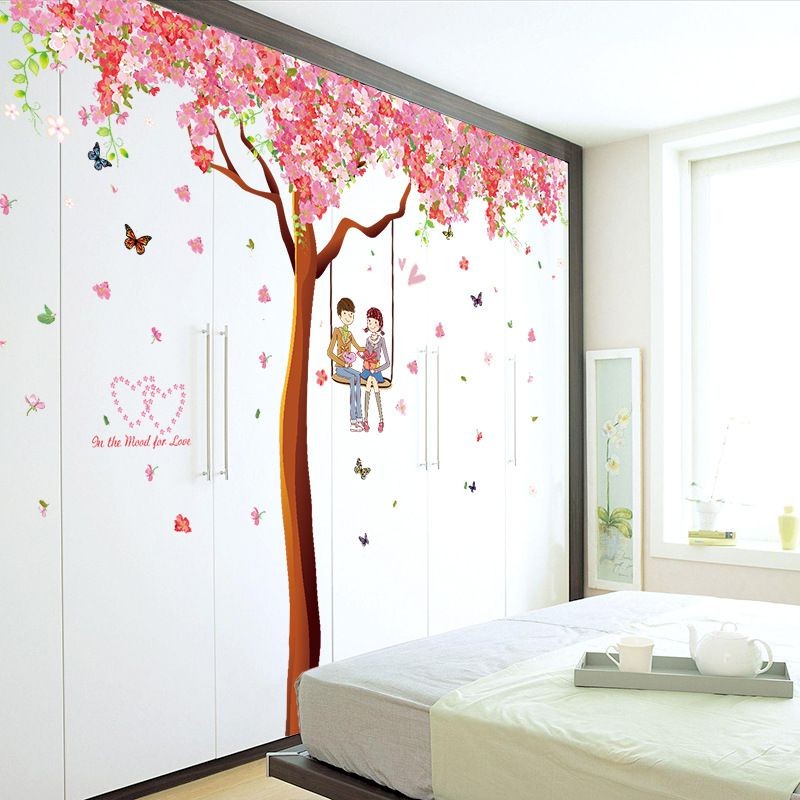 Decal dán tường Cây đào hạnh phúc size lớn 2 - DCX028