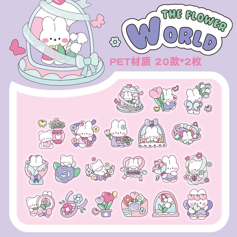 Set 40 miếng Sticker hình RosyPosy nhãn dãn Tem DIY trang trí siêu sute đáng yêu Bistore BS002