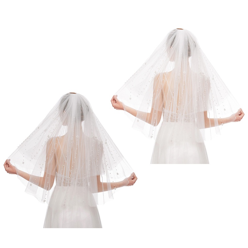 Mạng Che Mặt 2 Lớp Kèm Lược Cài Tóc Dùng Hóa Trang Tiệc Cưới