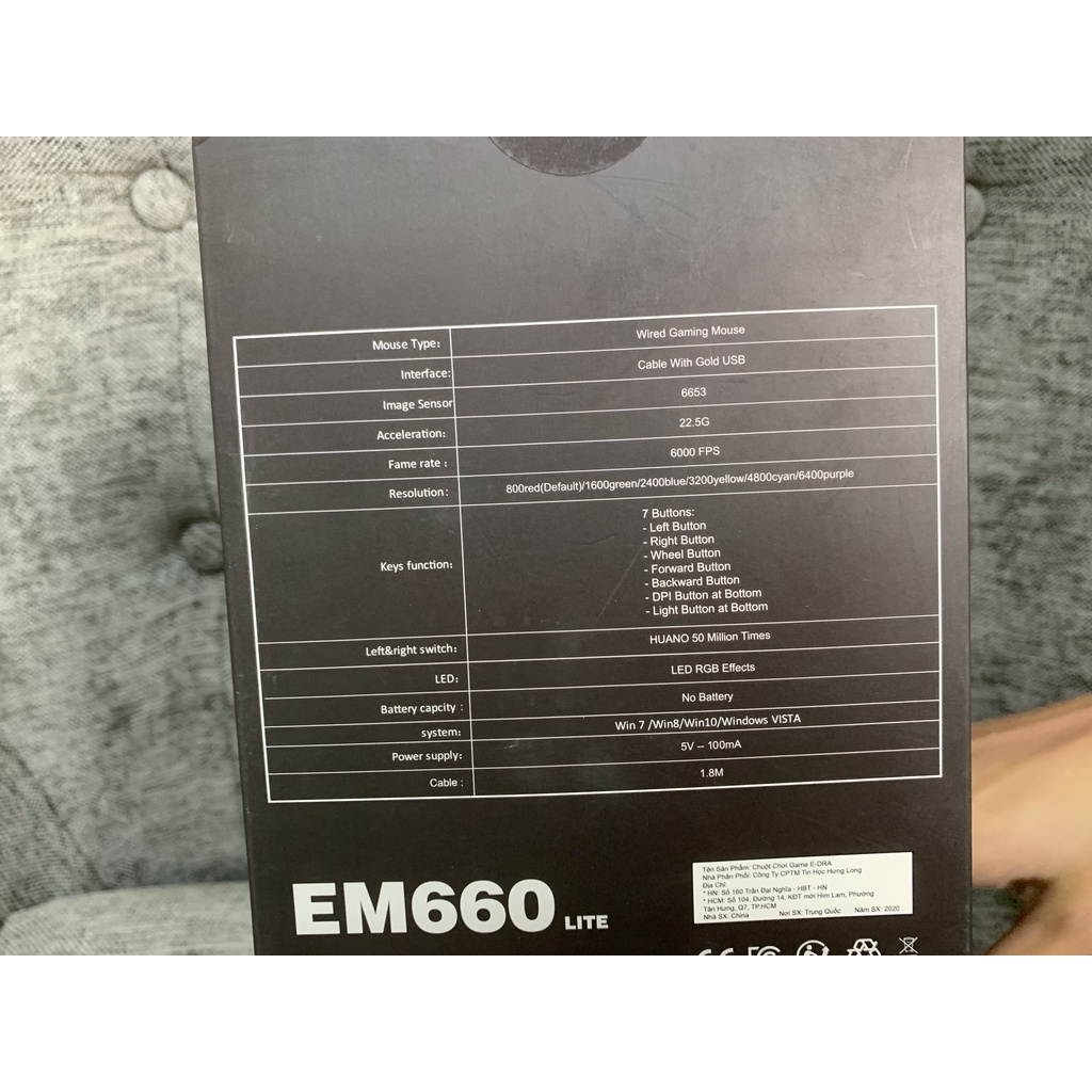 Chuột Edra EM660 Lite FPS  - Độ phân giải: 6400 DPI