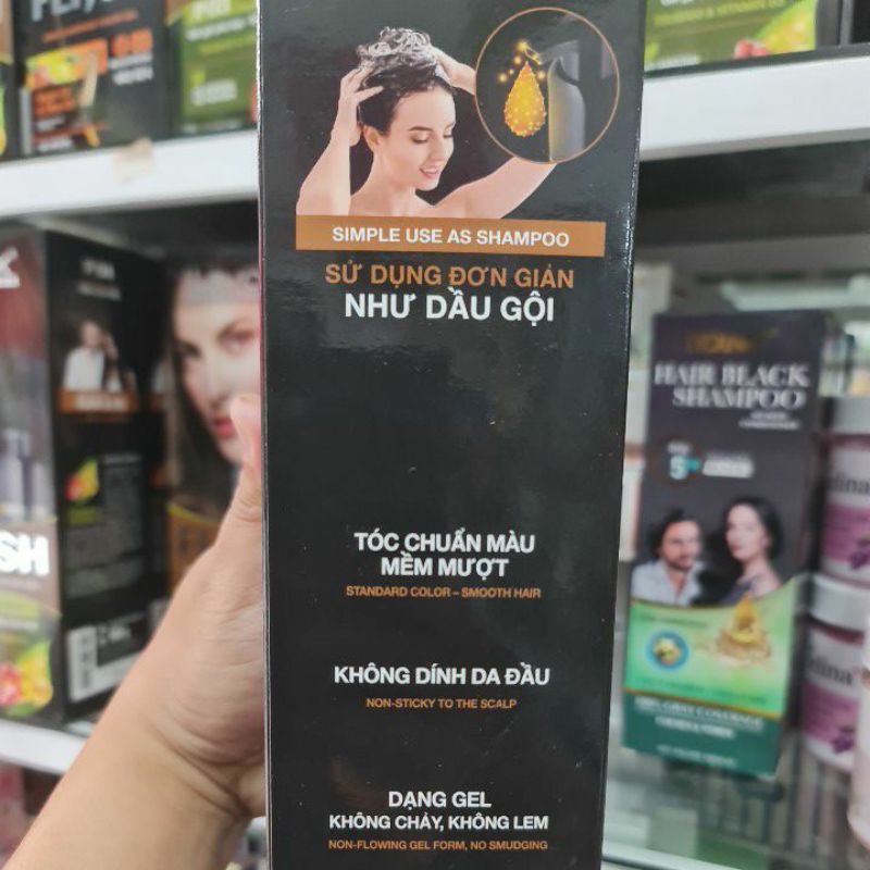 GEL LƯỢC GỘI ĐEN NHUỘM PHỦ BẠC TÓC     phủ bạc 100% CHIẾT XUẤT THẢO DƯỢC TỰ NHIÊN KHÔNG NGỨA RÁT.