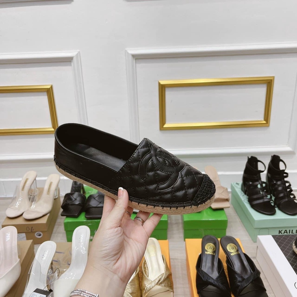 Giày slip on nữ thời trang da trần chỉ cn cao cấp