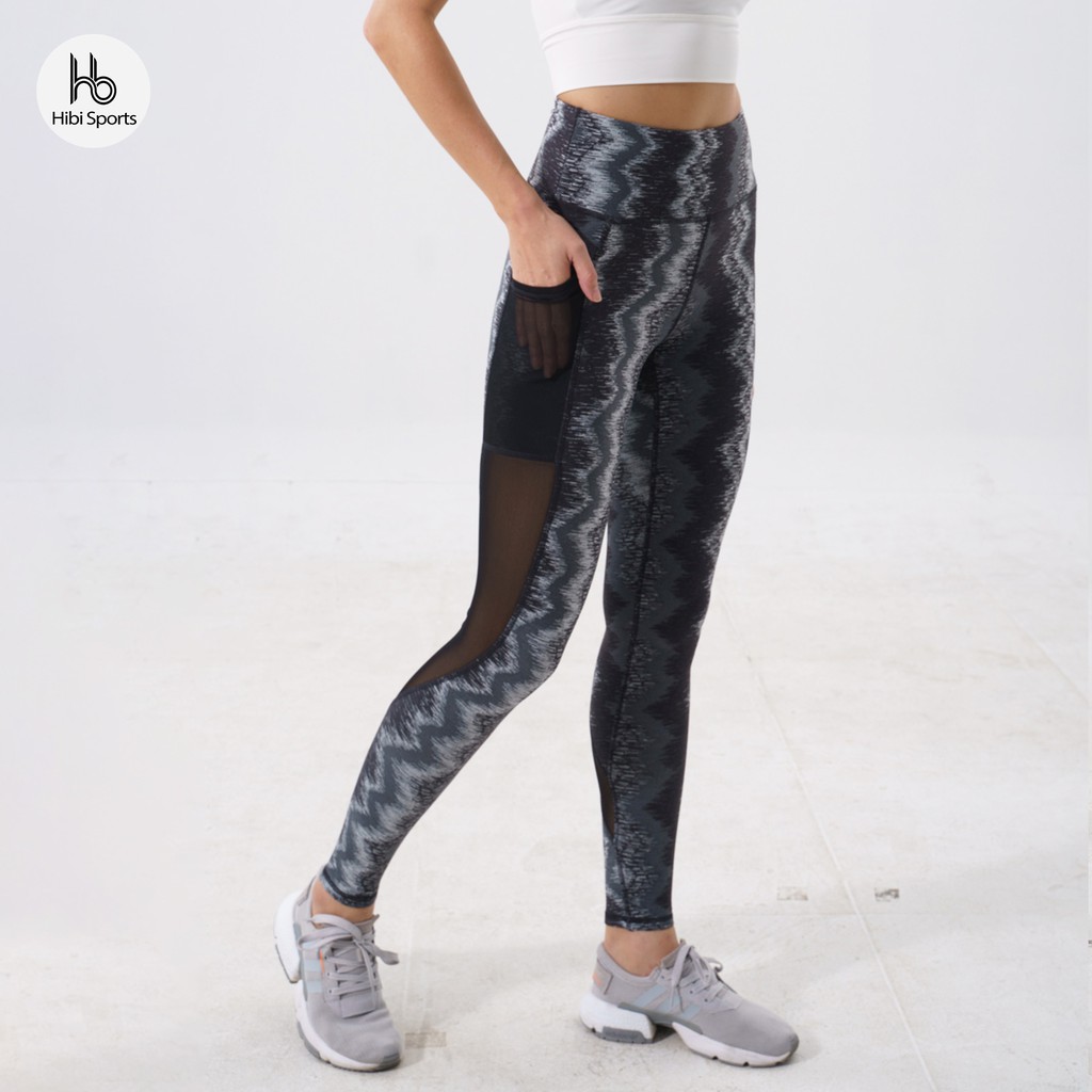 Quần tập Yoga - Gym phối lưới túi Lưng cao QD310 Hibi Sports