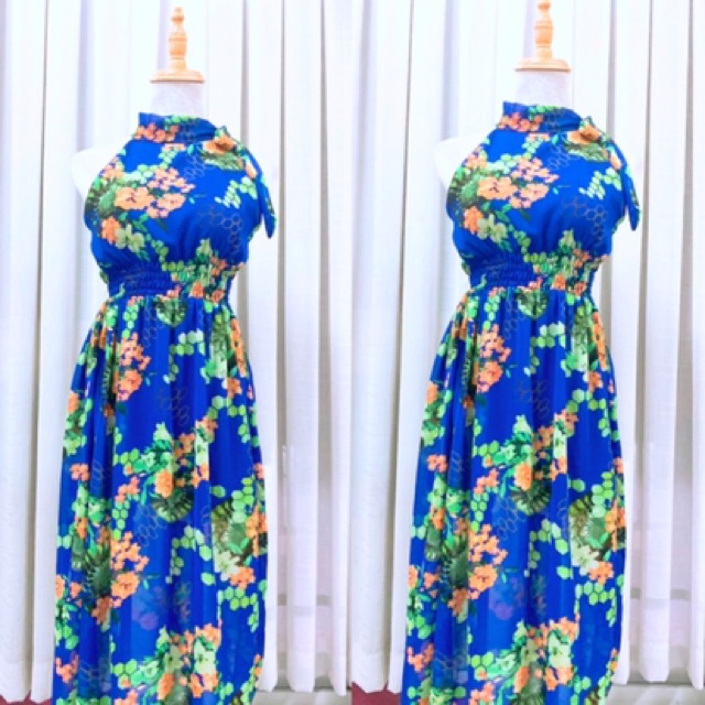 Đầm yếm hoa xanh cực phẩm