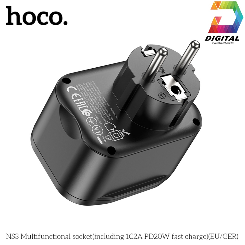 Củ Sạc Nhanh Kiêm Ổ Cắm Thông Minh Hoco NS3 Chính Hãng