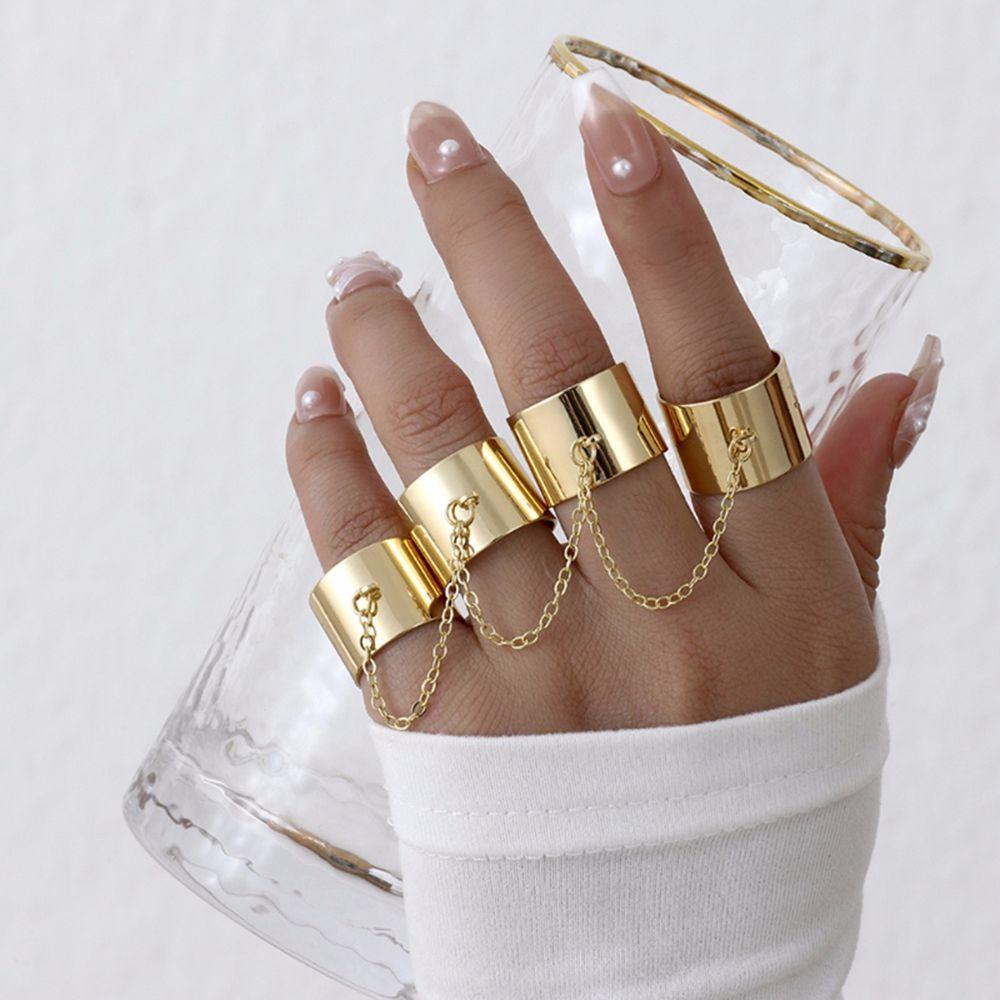 QQMALL Nhẫn Đeo Ngón Tay Nhiều Lớp Phối Tua Rua Thời Trang Cá Tính