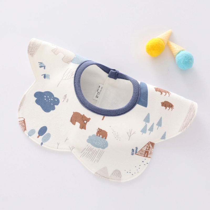 Bb Hình Bông Hoa Dễ Thương 360 ​​° Yếm Ăn Cotton Hai Lớp Mềm Mại Chống Thấm Nước Dành Cho Bé